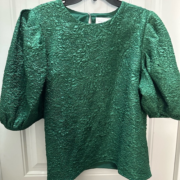 Hyacinth House Tops - Hyacinth House Green Textured Blouse with ballon sleeves 2XL